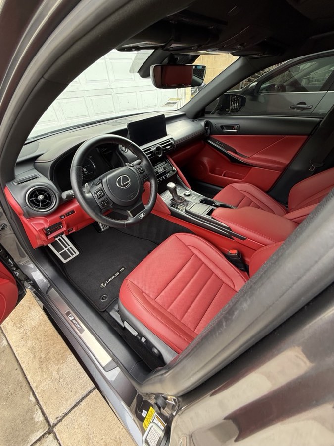 Red leather Lexus IS interior after detailing